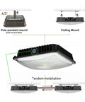 120W LED Canopy Light High Bay Ceiling Fixture Pack Of 2 For Warehouse And Balcony Areas 130 Lumens Per Watt installation guide