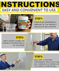 Instructions for Water Based Concrete Cure And Sealant Liquid For New Slabs Driveways And Patios Heavy Duty Moisture Lock application steps.