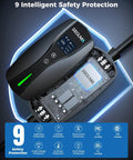Dual Voltage EV Charger For Tesla With App showing internal components and 9 safety protection features