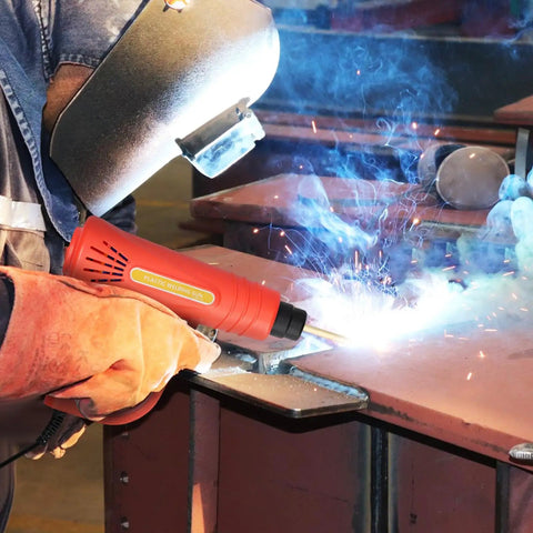 Worker using 70W Portable Handheld Plastic Welding Kit With 110V US Plug For Quick Car Bumper Repairs High Power Pro Grade