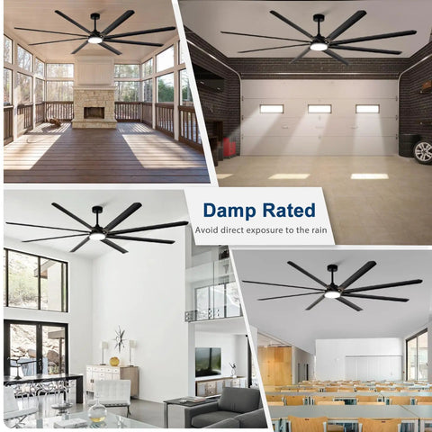 Giant 100 Inch Outdoor Ceiling Fan With Light Workhorse Industrial Ceiling Fan With Remote For Shop Garage Or Patio Black