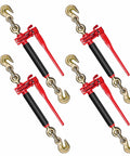 4 Pack Five Sixteenths To Three Eighths Inch Heavy Duty Folding Handle Ratchet Chain Binders With Grab Hooks for trailers