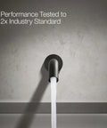 Components Wall Mount Bath Spout Non Diverter Matte Black Finish With NPT Connection flowing with water against wall