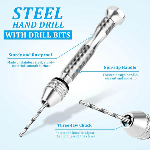 Pin Vise Hand Drill Set With 600 Eye Hooks And 10 Drill Bit Sizes For Jewelry Making, Keychains, Resin Casting And DIY Crafts