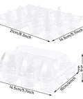 36 Pack Clear Plastic Egg Cartons with Six Egg Capacity Eco Friendly Disposable Egg Holders with dimensions visible