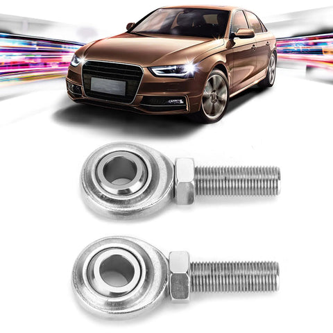 Two Pack Heim Joint Rod End Kit 1/2-20 RH Thread Male Rod End Bearing With Hardened Steel Zinc Plated Finish Universal Fit For Automotive Suspension Machinery CNC Equipment Linkage Systems Power Transmission And Heavy Duty Off Road Projects, shown with two silver rod ends