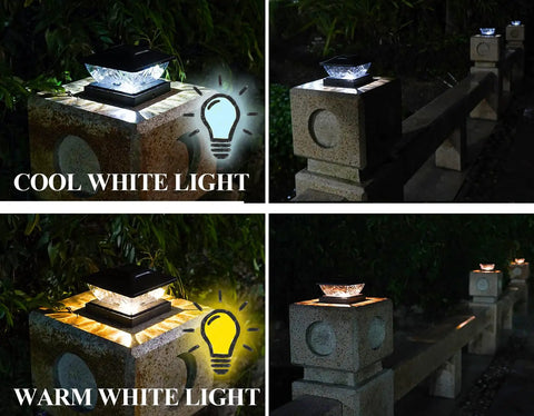Lit 11 Pack Solar Post Cap Lights Warm White LED Outdoor Lighting for Fence Posts 4x4 waterproof night view on garden posts
