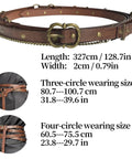 Snag This Fresh Medieval Faux Leather Wrap Belt To Kick Up Your Vintage Look With Adjustable Chain Details And A Snug Custom Fit That Elevates Your Everyday Streetwear Game Instantly, shown with sizes.