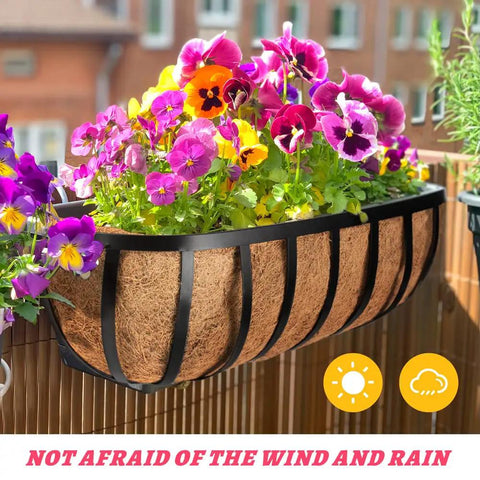 36 Inch Coco Liner Replacement For Plant Hanging Baskets And Window Boxes No Fuss Durable Thick Coconut Fiber Coir Liner with vibrant flowers