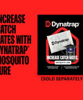 Image of Dynatrap mosquito lure packaging to increase catch rates, designed for use with any mosquito trap, shows product label.