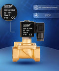 1 Inch NPT Solenoid Valve 220V AC Brass Normally Closed Control Valve for Water, Air and Gas with 7 to 232 PSI Range, front view