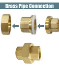 Beefy Brass Pipe Fitting Union Adapter 1/2 Inch NPT Female To 1/2 Inch NPT Female 2 Pack Heavy Duty No Fuss Corrosion Resistant High Strength Threads Easy Install Plumbing Coupling brass union adapter