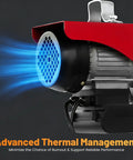 Built Like A Tank Electric Hoist Winch 220 Pound Capacity Portable Overhead Crane With Remote Galvanized Rope and Heavy Duty Slings for Garage Ceiling close-up of engineering design with advanced thermal management feature.