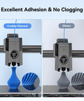 Creality 3D printer filament extruder with blue PLA 1.75mm forming a spiral vase; side-by-side with gray Others filament.