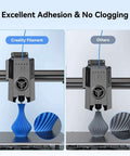 Comparison of 1.75mm PLA Filament Bundle 2kg for 3D printing with another brand, showing excellent adhesion and no clogging.