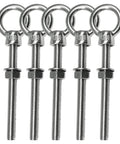 Heavy Duty Eyebolts Pack Of 5 5/16 Inch By 3-1/8 Inch Threaded Shoulder Lifting Rings With Nuts And Washers In 316 Stainless Steel Marine Grade