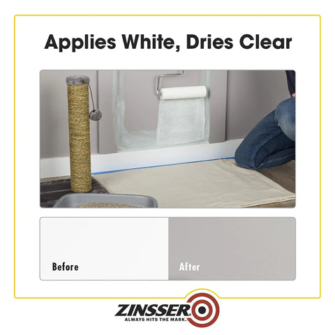 Odor Killing Interior Primer White Quart for pet urine, tobacco smoke and food odors on walls, showing application results.