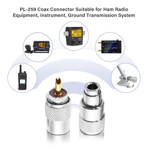 PL259 Coax Connector UHF Male Solder Plug With Reducer For RG8 RG59 RG8x LMR400 RG213 Coax Cable Ham Radio Antenna Builds