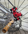 Close-up of All In One Mechanical Bike Disc Brake Kit With Front And Rear Calipers Two 160mm Rotors Cables Levers And Mounting Screws