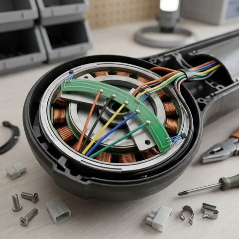 Heavy Duty Hall Sensor Circuit Board 4 Point 33 Inch Pcb For Ev Motor inside electric motor assembly with copper coils and wires.