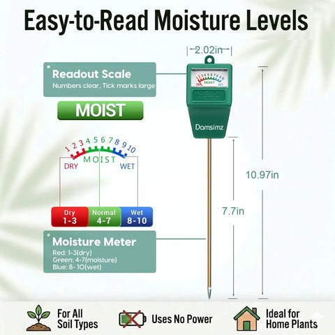 2 Pack Soil Moisture Meter For Plants Easy To Read Plant Water Meter For Home Gardeners And Plant Parents Accurate Soil Moisture Gauge With Clear Colorful Display For Quick Readings And Perfect Watering, 7.7in probe