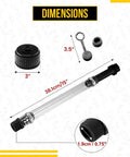 Clear 15 Inch Gas Can Spout Kit With PVC Tube, Rubber Hub, Stopper Cap And Vent Plug dimensions and components