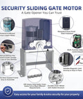 Heavy Duty 1400 Lb Automatic Sliding Gate Opener For Gates Up To 40 Feet with chain drive and control board features