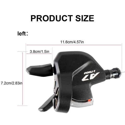 3x9 Speed Mountain Bike Shift Lever For MTB Shimano And SRAM, Easy Quick Shift Lever For Smooth Gear Changes, product size display