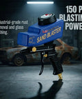 Portable Sand Blaster Gun Pro Kit For Auto, Patio And Furniture Restoration With Ceramic Nozzle in front of a vintage car