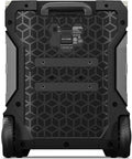 Back view of Rockin Roller 270 Portable Indoor Outdoor Bluetooth Speaker with handle and wheels for easy transport