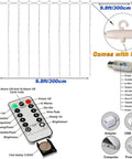 Two Pack Fairy Curtain Lights For Bedroom 600LED USB Plug In With Remote Eight Modes Wall Hanging Twinkle String Lights Warm White About Ten By Ten Feet Christmas Backdrop Decor Party Wedding Diy Copper Wire with remote and USB setup