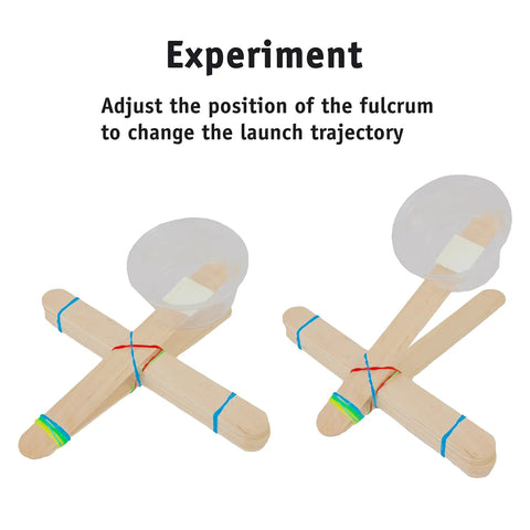 Two mini catapults with wooden sticks and cups from 100 Pack Mini Catapults For Classrooms And Camps Complete STEM Project Set