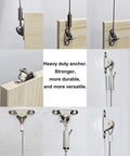 Heavy Duty Stainless Steel Hanging Wire Kit with hooks for adjustable suspension cable for furniture and mirrors, wall mount view