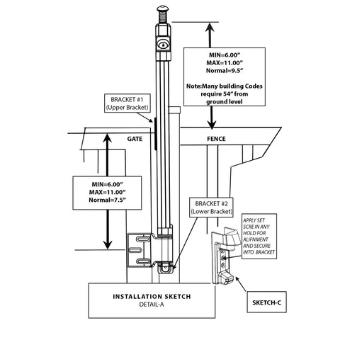Installation diagram of Magnetic Gate Latch Keeper with Top Pull Design 21 Inch Black Magnalatch for Pools Fences and Gardens