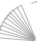 Beefy Heavy Duty Metal Tent Stakes Set 17 Pack for Outdoor Decorations showing 4mm thick steel pegs with hooks.