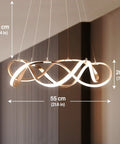 Gold LED Ring Dining Room Chandelier Pendant Light Fixture for Living Room and Kitchen, Modern Irregular Circular Ring Design