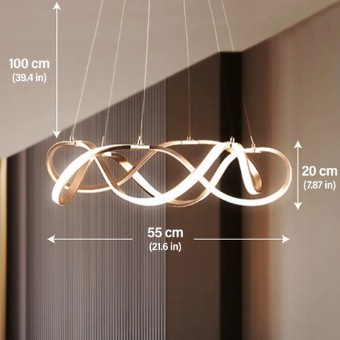 Gold LED Ring Dining Room Chandelier Pendant Light Fixture for Living Room and Kitchen, Modern Irregular Circular Ring Design