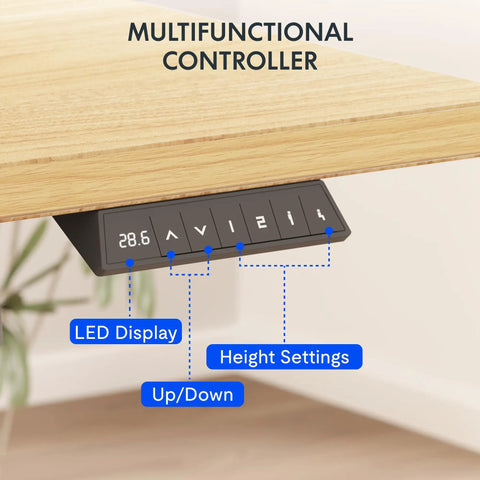Whole Piece Standing Desk With Clamp Power Strip, 55 Inch By 28 Inch Electric Height Adjustable Desk multifun controller