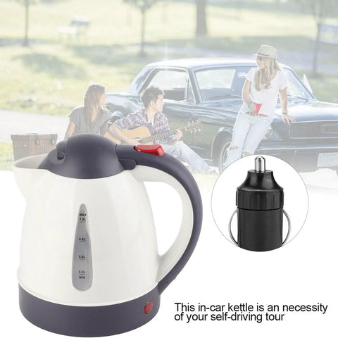 Dash Approved 24V Car Kettle 1000Ml Portable Water Heater Bottle in car for quick hot drinks while traveling.