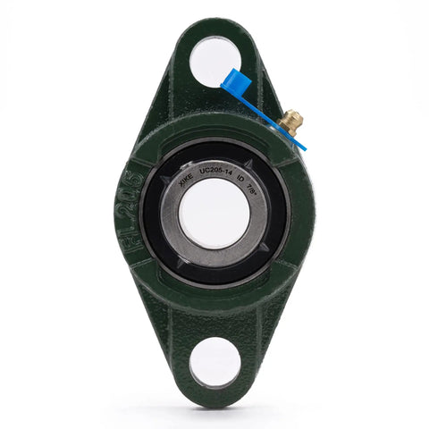 Front view of Two Pack UCFL205-14 Pillow Block Bearing Set With 0.875 Inch Bore, Flange Mounted, Self Aligning Chrome Steel Sealed Bearings