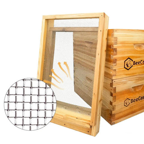 Screened Beehive Bottom Board With 100 Percent Beeswax Dip, 10 Frame Solid Wood Construction promoting airflow