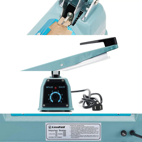 Heavy Duty 12 Inch Bag Sealer With 2mm Seal Width Iron Impulse Heat Sealer manual pro-grade design showing parts and controls
