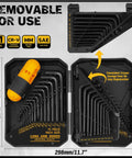41 Piece Hex Key And Torx Wrench Set With Torque Handle In Storage Case Includes SAE And Metric Sizes 0.028 To 0.375 Inches And 0.7mm To 10mm Plus Torx T9 To T50 Heat Treated Chrome Vanadium Steel displayed in an open storage case.