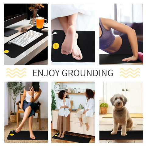 Grounding Bed Mat With No Slip Bottom And Tangle Free Cord For Better Sleep Pain Relief Circulation Boost Reduced Inflammation And Calm 26.7x9.8 In 2 Pack For Home Office Meditation in various uses