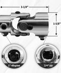 Beefy Heavy Duty 1 Inch 48 Spline to Three Quarter Inch Double D Chrome Steering Universal Joint Shaft 83mm Length for Grinding Machines Automotive Parts Levelers and Lifts, 1" 48 spline to 3/4" DD