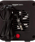 Back view of Ceramic Portable Mini Space Heater for Desk and Office Use, Fast Heating, Energy Efficient 500W, black with cord