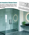 Four Pack Frameless Shower Door Roller Top Bracket Assembly Three Quarter Inch Round Wheel With Ball Bearings Extruded Aluminum Chrome Finish Replacement Hardware Kit For Glass Sliding Doors shown with modern shower installation