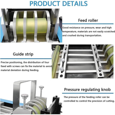 Heavy Duty Automatic Heat Shrink Tube Cutting Machine, 250W Electric Cable Cutter feed roller and guide strip for precise cutting.