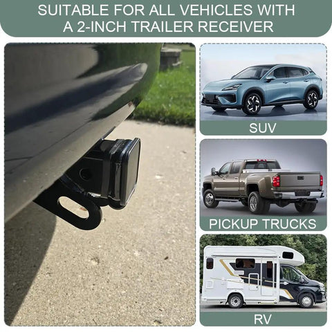 2 Inch Trailer Hitch Cover Heavy Duty Rubber Tow Hook Dust Plug Cap For Receiver Tubes on SUV, Truck, and RV