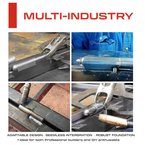 Installation view of Beefy Heavy Duty Weld On Bullet Hinge For Gates And Doors, 4.25 Inch By.775 Inch in various positions